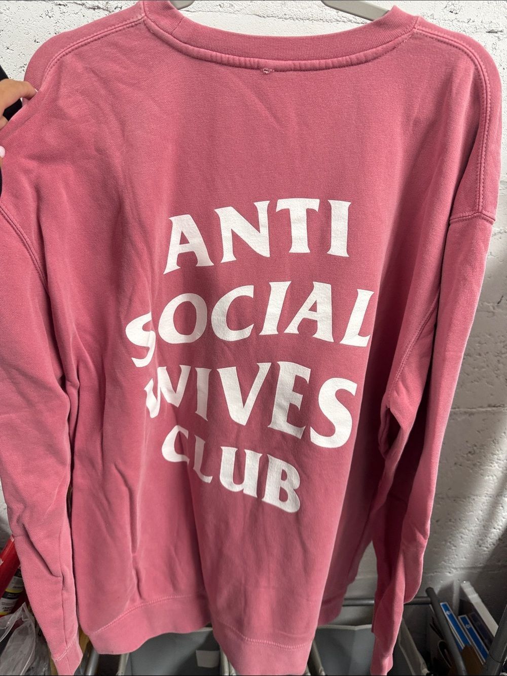 Anti Social Wives Club Pink Graphic Crewneck Long Sleeve Sweater Size Large - Picture 2 of 3